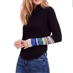 Free People Black Mock Neck Thermal